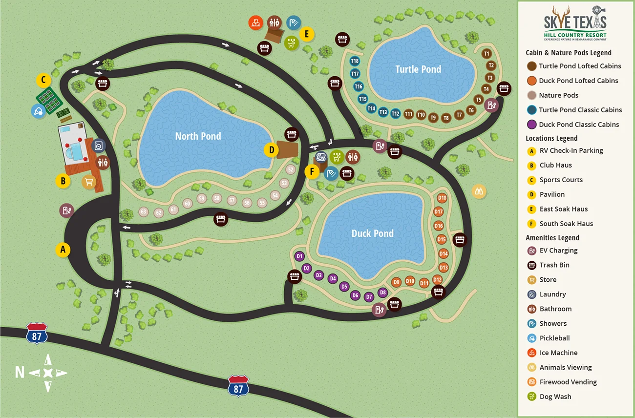 SKYE Texas Cabin & Nature Pod Map